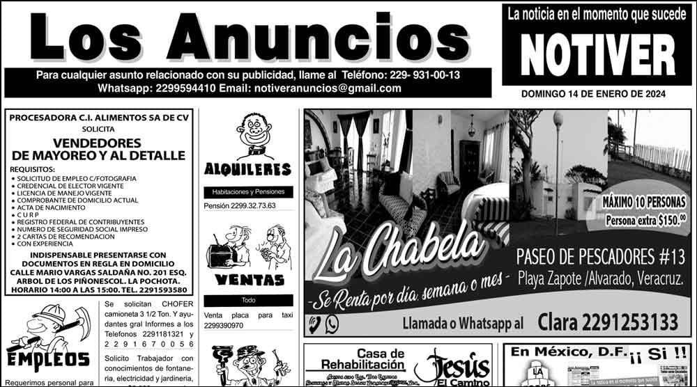 ...LOS ANUNCIOS, AVISOS Y DEMÁS! DOMINGO, 14 DE ENERO 2024
