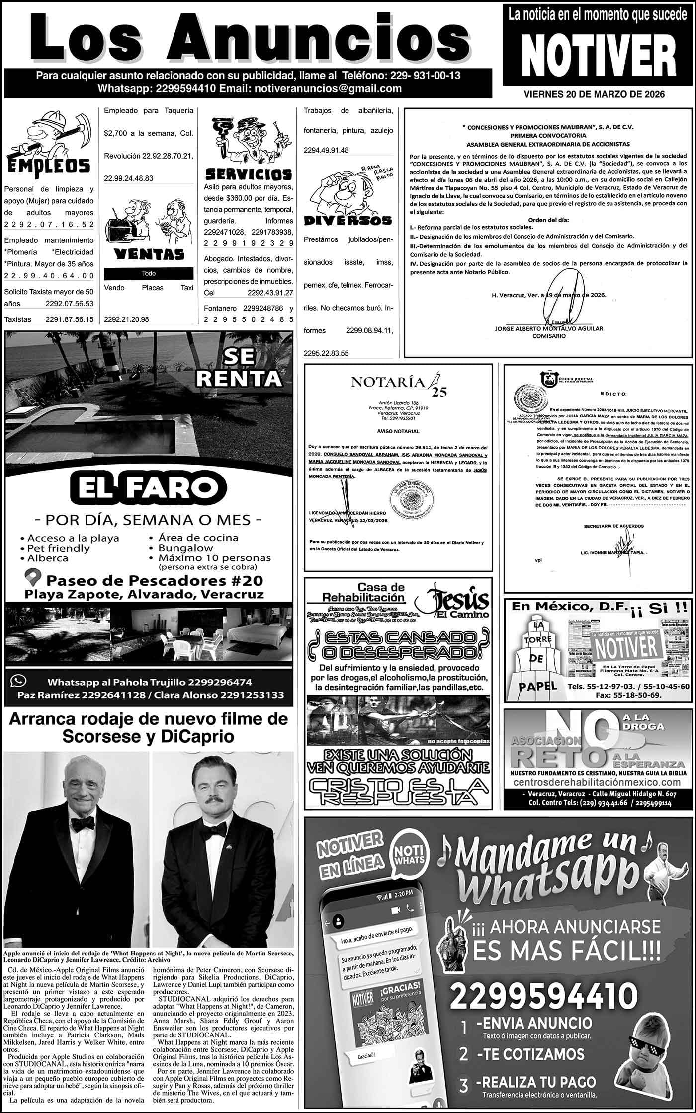 ...LOS ANUNCIOS, AVISOS Y DEMÁS! - VIERNES, 20 DE MARZO 2026