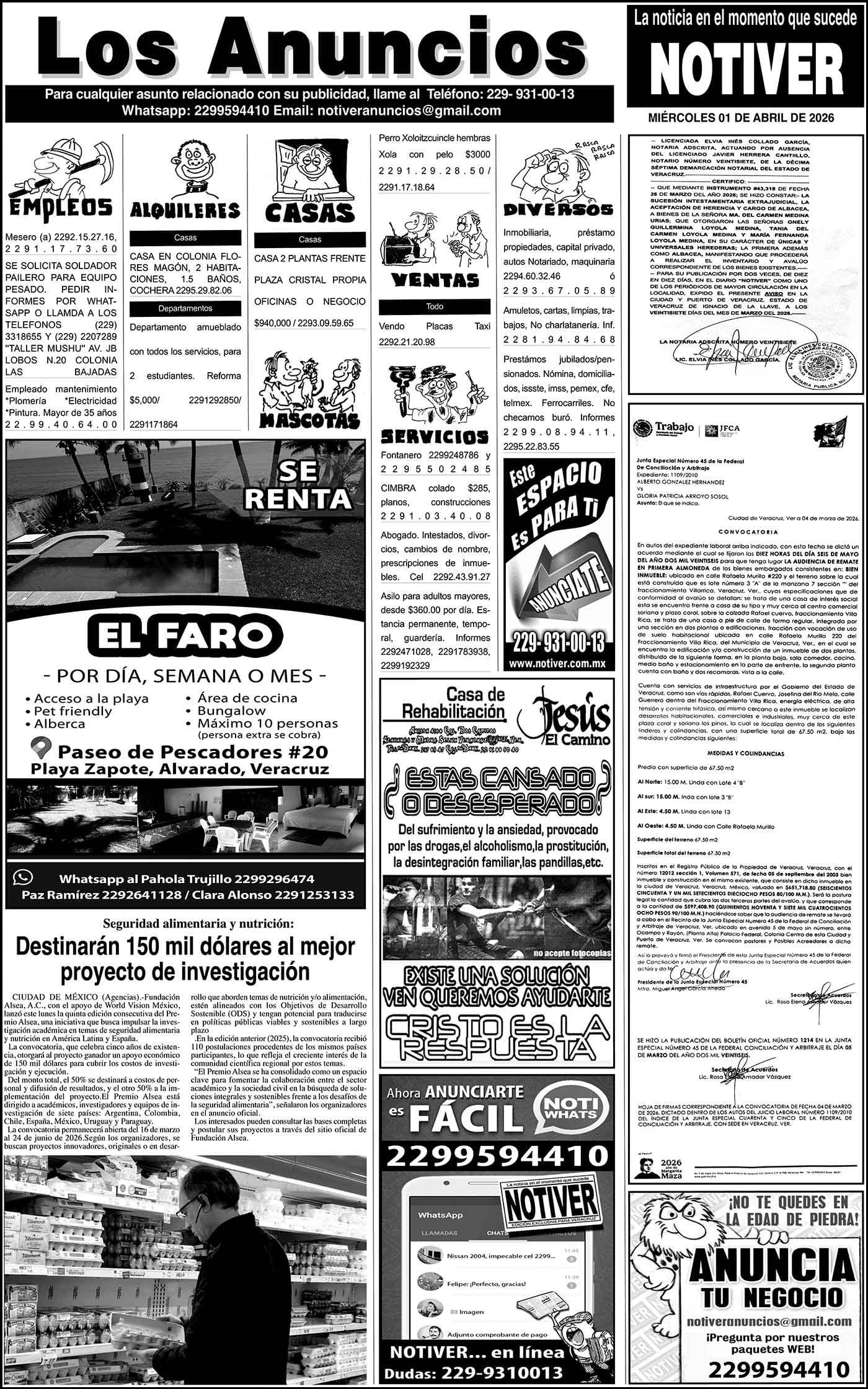 ...LOS ANUNCIOS, AVISOS Y DEMÁS! - MIÉRCOLES, 1 DE ABRIL 2026