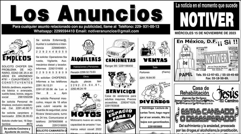 ...LOS ANUNCIOS, AVISOS Y DEMÁS! - MIÉRCOLES, 15 DE NOVIEMBRE 2023