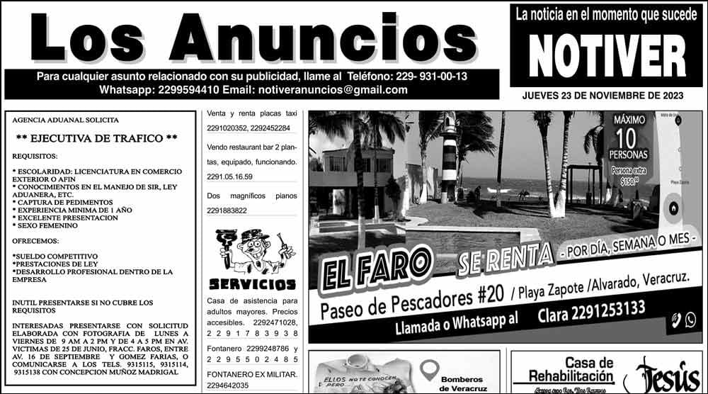 ...LOS ANUNCIOS, AVISOS Y DEMÁS! - JUEVES, 23 DE NOVIEMBRE 2023