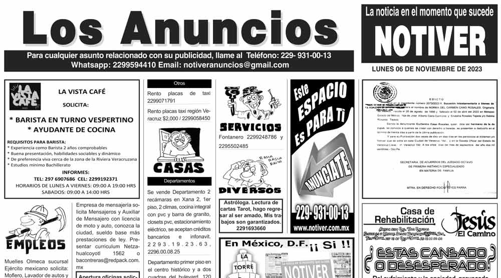 ...LOS ANUNCIOS, AVISOS Y DEMÁS! - LUNES, 6 DE NOVIEMBRE 2023