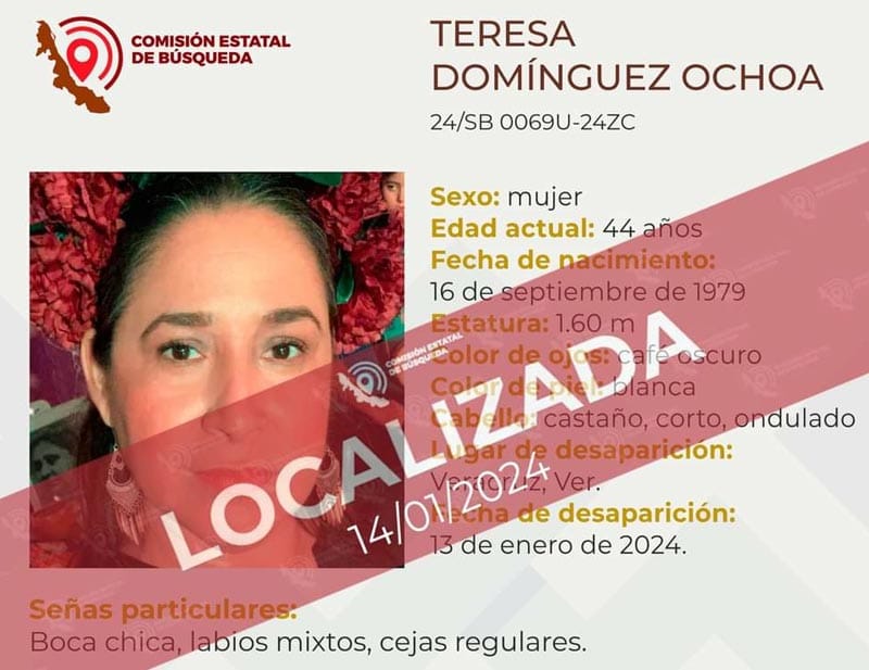 LOCALIZAN SANA Y SALVA A TERESA