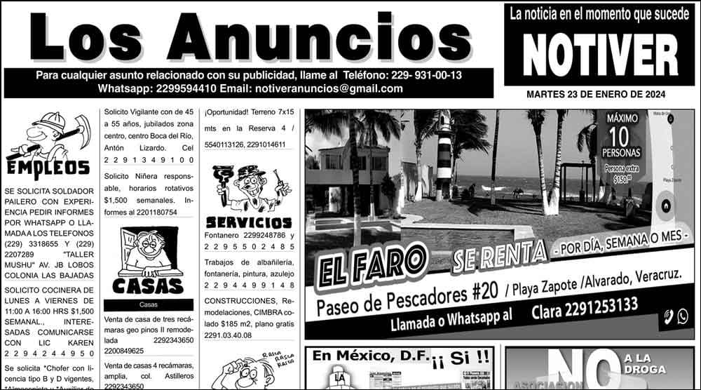 ...LOS ANUNCIOS, AVISOS Y DEMÁS! - MARTES, 23 DE ENERO 2024