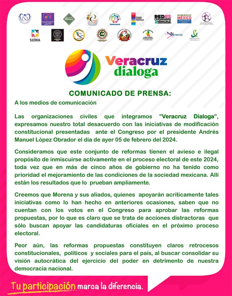 ¡LAS RECHAZAN! -"...acciones distractoras que sólo buscan apoyar las candidaturas oficiales en el próximo proceso electoral..."