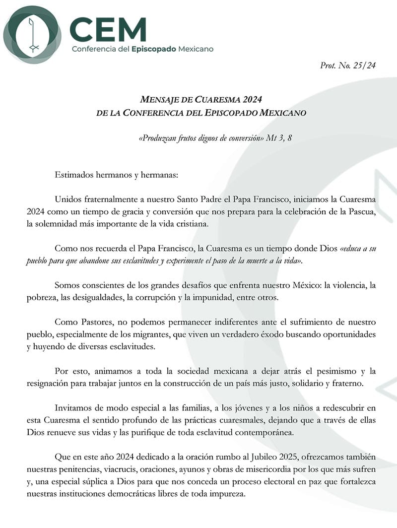 ¡OBISPOS REZAN POR ELECCIONES! -..."Trabajar Juntos en la Construcción de un País Más Justo, Solidario y Fraterno"