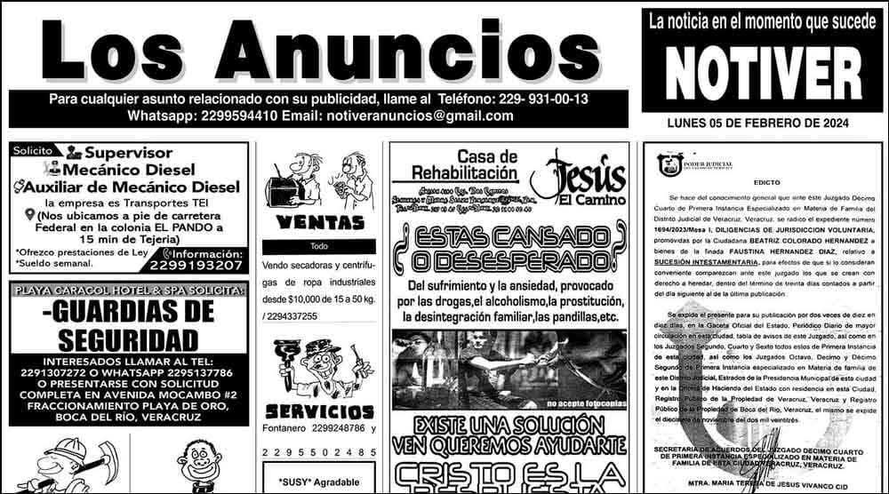 ...LOS ANUNCIOS, AVISOS Y DEMÁS! - LUNES, 5 DE FEBRERO 2024