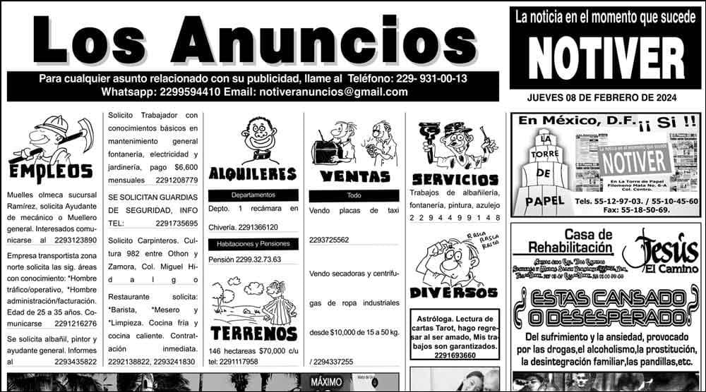 ...LOS ANUNCIOS, AVISOS Y DEMÁS! - JUEVES, 8 DE FEBRERO 2024