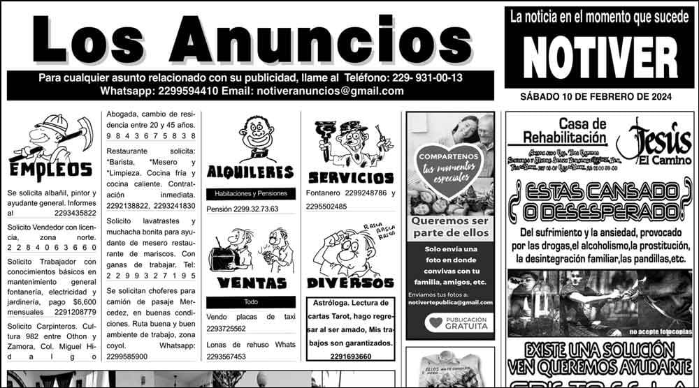 ...LOS ANUNCIOS, AVISOS Y DEMÁS! - SÁBADO, 10 DE FEBRERO 2024