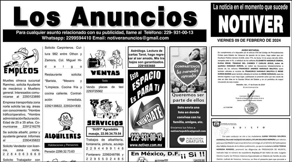 ...LOS ANUNCIOS, AVISOS Y DEMÁS! - VIERNES, 9 DE FEBRERO 2024