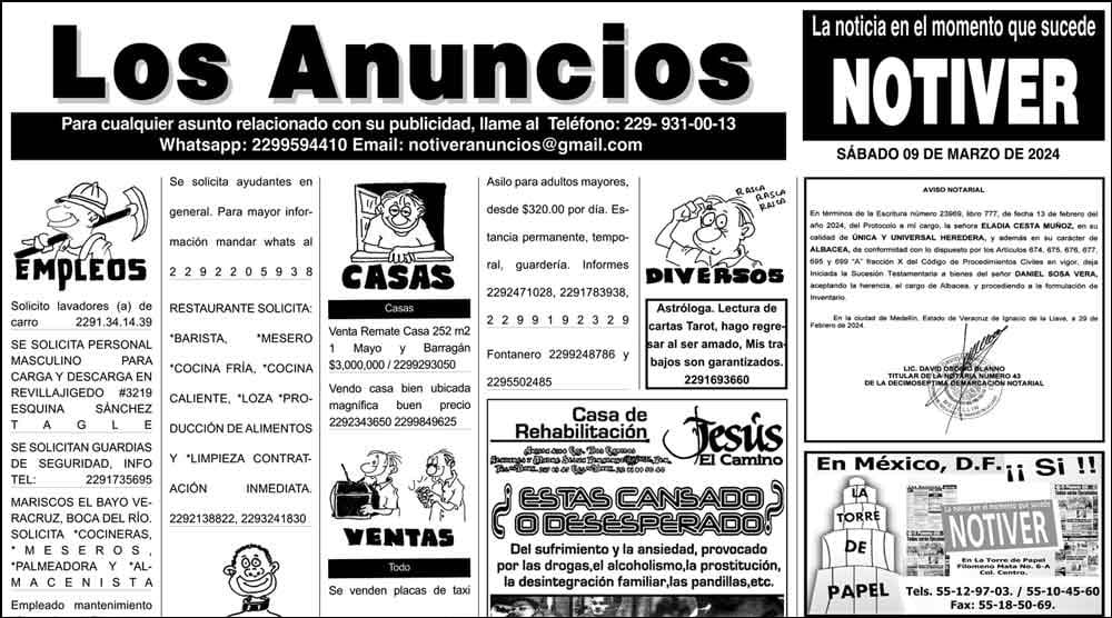 ...LOS ANUNCIOS, AVISOS Y DEMÁS! - SÁBADO, 9 DE MARZO 2024