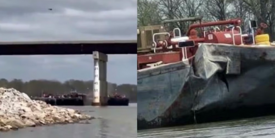 ¡BARCAZA CHOCA CONTRA PUENTE EN OKLAHOMA!