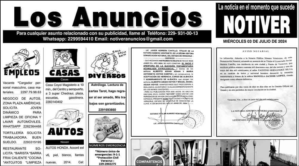 ...LOS ANUNCIOS, AVISOS Y DEMÁS! - MIERCOLES, 3 DE JULIO 2024