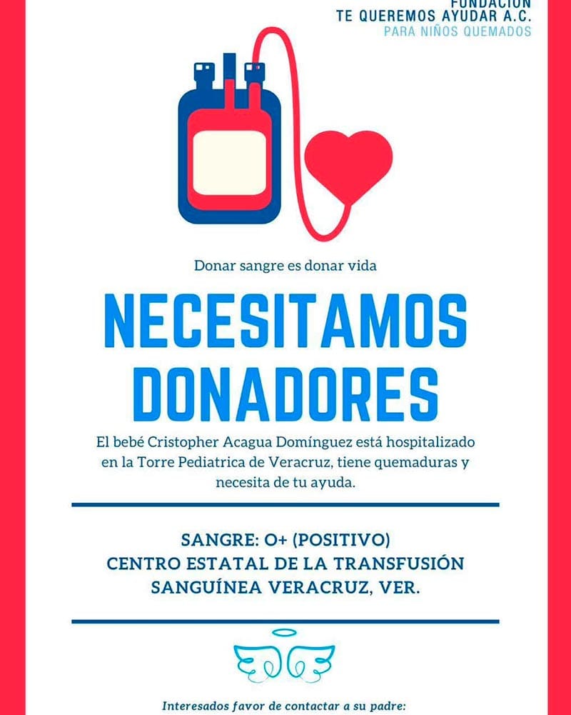 ¡SOS PARA CHRISTOFER! - *Solicitan donadores de sangre