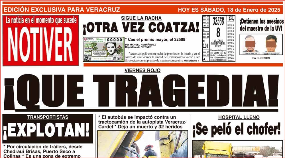 LA PORTADA - SÁBADO 18 DE ENERO 2025