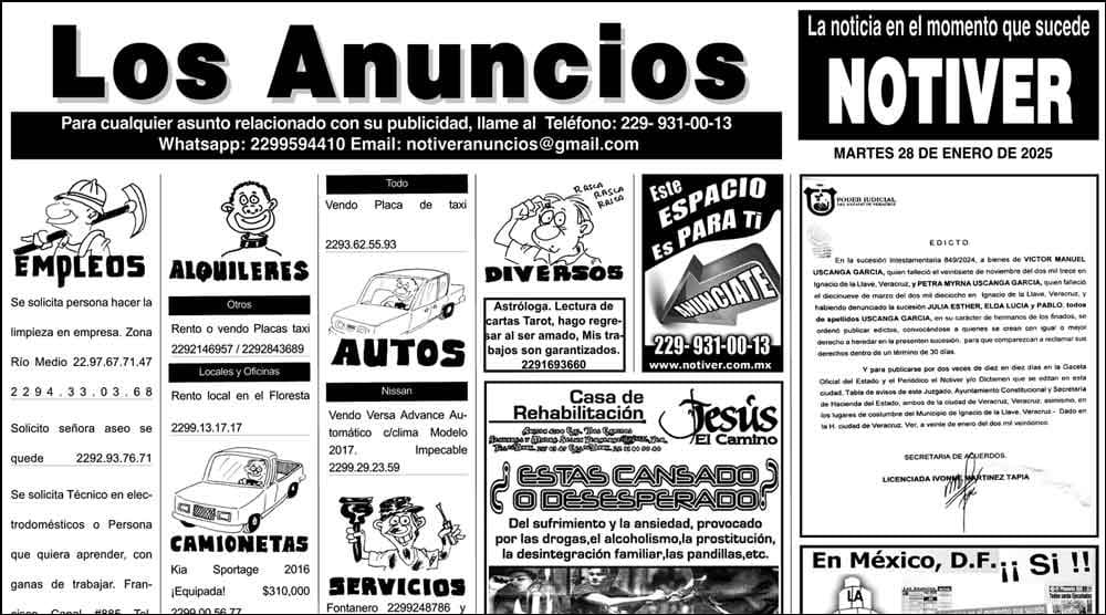 ...LOS ANUNCIOS, AVISOS Y DEMÁS! - MARTES, 28 DE ENERO 2025