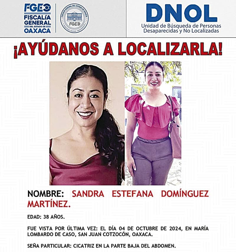 ¡DETIENEN A IMPLICADA EN LA DESAPARICIÓN DE LA DEFENSORA AYUUJK SANDRA DOMÍNGUEZ!