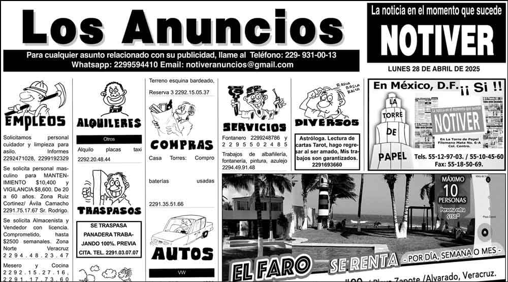 ...LOS ANUNCIOS, AVISOS Y DEMÁS! - LUNES, 28 DE ABRIL 2025
