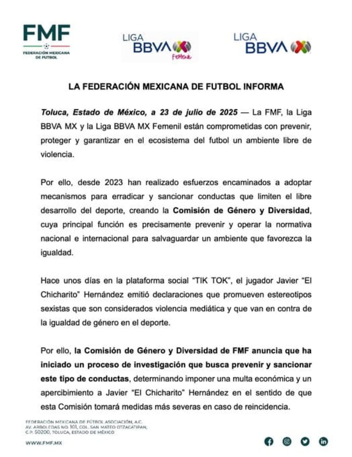 ¡SHEINBAUM REPRENDE AL “CHICHARITO”!! - CHIVAS Y LA FMF RESPONDEN