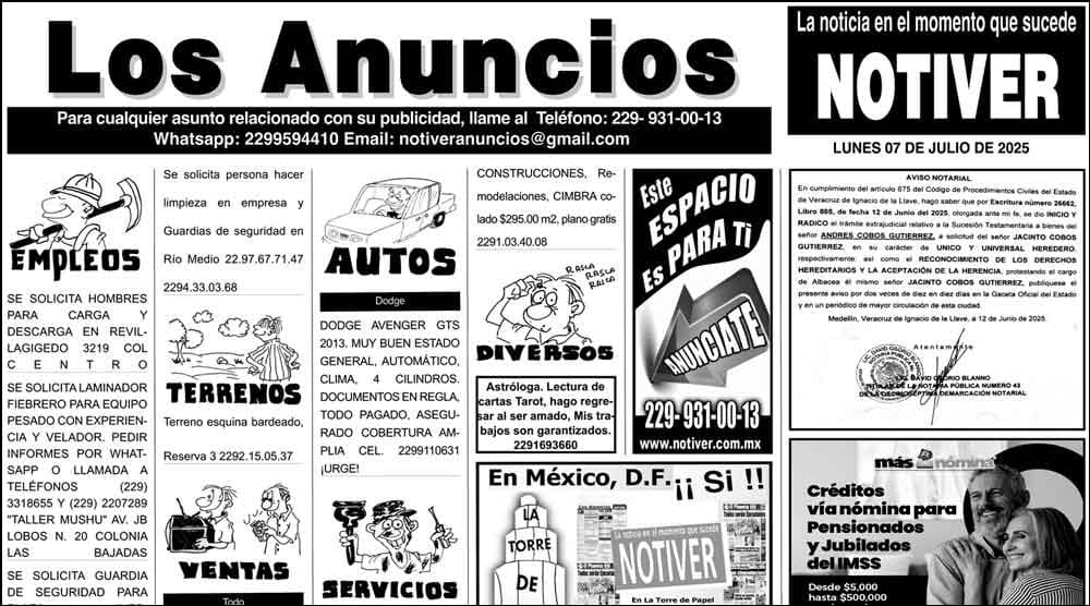 ...LOS ANUNCIOS, AVISOS Y DEMÁS! - LUNES, 7 DE JULIO 2025