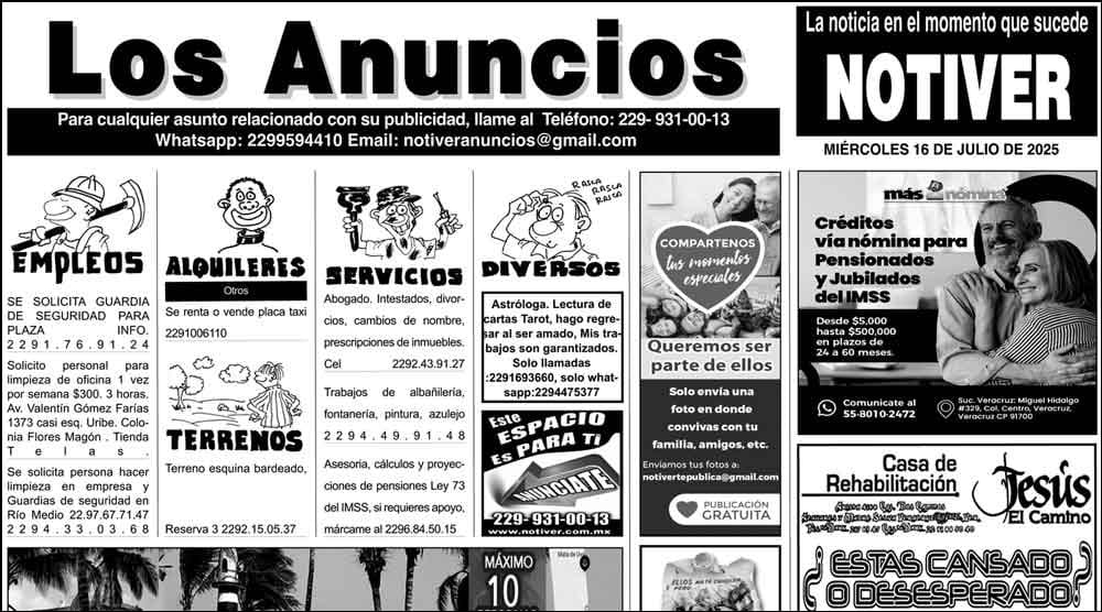 LOS ANUNCIOS, AVISOS Y DEMÁS! - MIÉRCOLES, 16 DE JULIO 2025...