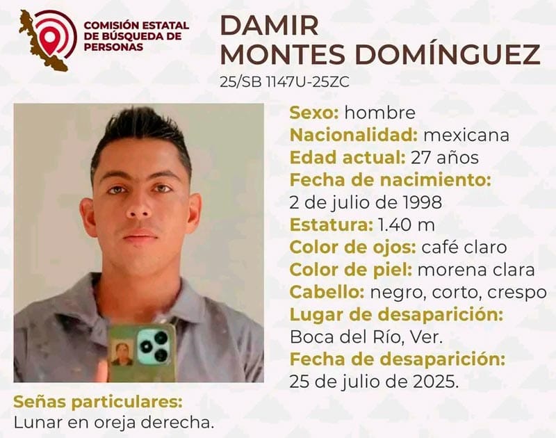 ¡DESAPARECIÓ DAMIR MONTES EN BOCA DEL RÍO!