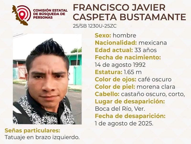 ¡FRANCISCO CASPETA DESAPARECIÓ EN BOCA DEL RÍO!