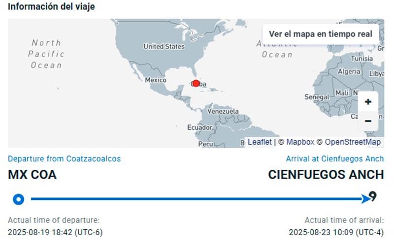 ¡MÁS PETRÓLEO A CUBA! - SALE OTRO BARCO DE PAJARITOS EN COATZA