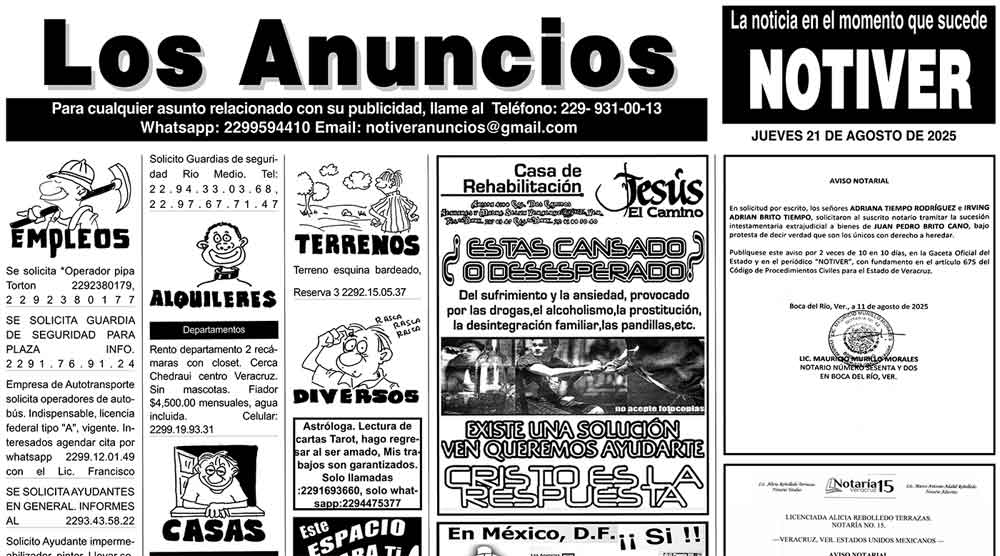 ...LOS ANUNCIOS, AVISOS Y DEMÁS! - JUEVES, 21 DE AGOSTO 2025
