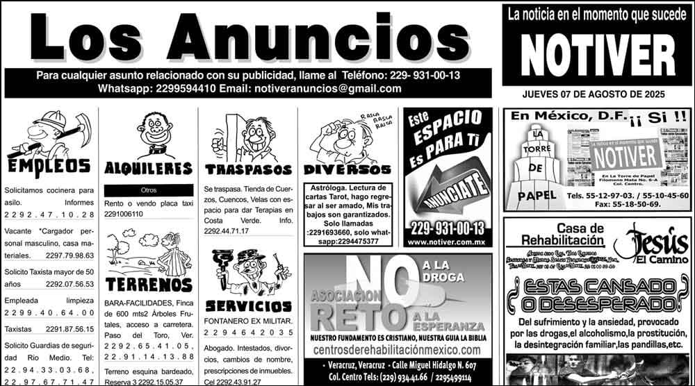 ...LOS ANUNCIOS, AVISOS Y DEMÁS! - JUEVES, 7 DE AGOSTO 2025
