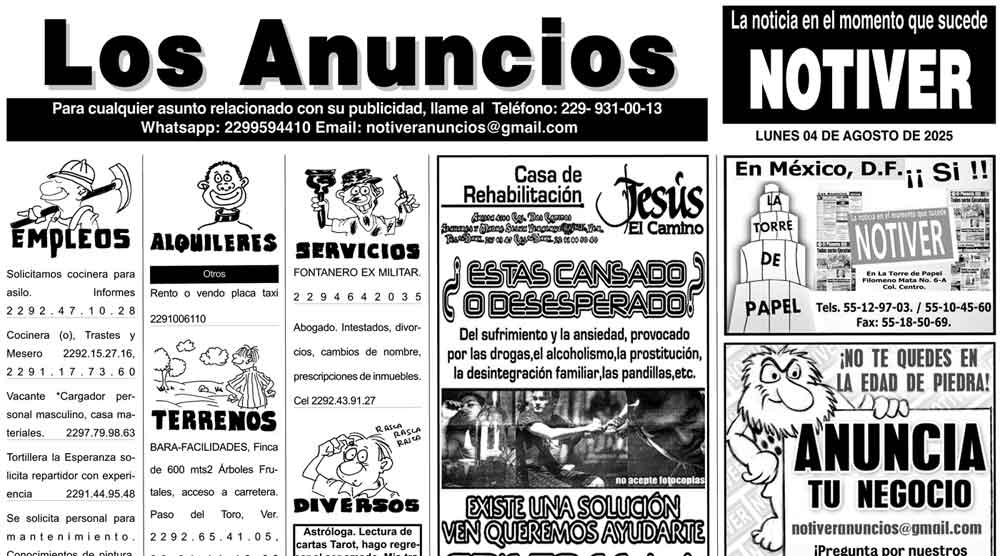 ...LOS ANUNCIOS, AVISOS Y DEMÁS! - LUNES, 4 DE AGOSTO 2025