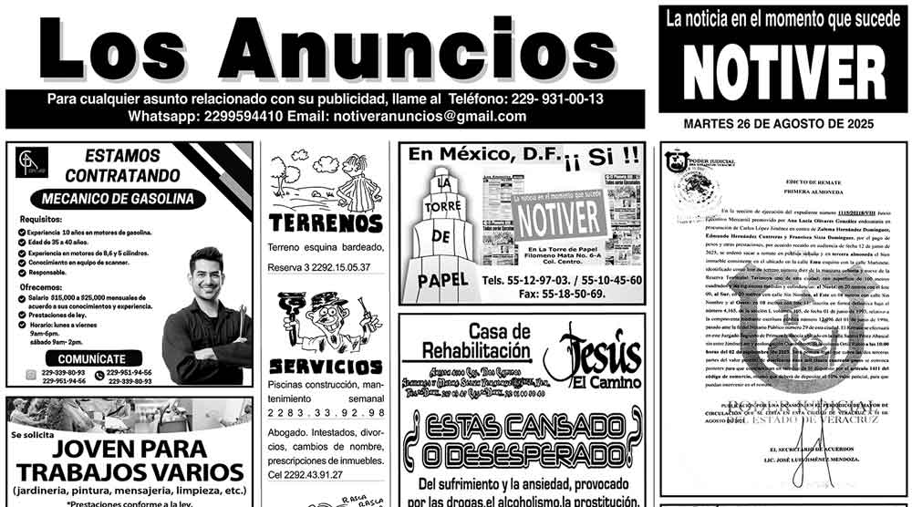 ...LOS ANUNCIOS, AVISOS Y DEMÁS! - MARTES, 26 DE AGOSTO 2025