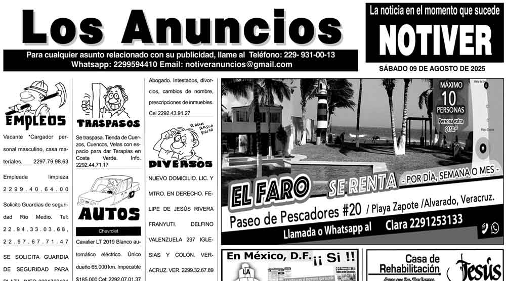 ...LOS ANUNCIOS, AVISOS Y DEMÁS! - SÁBADO, 9 DE AGOSTO 2025