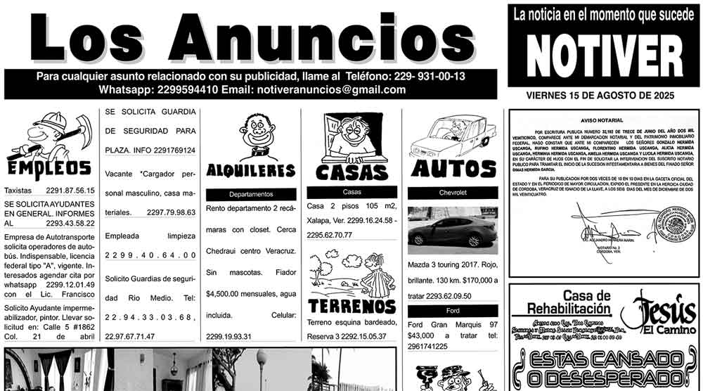 ...LOS ANUNCIOS, AVISOS Y DEMÁS! - VIERNES, 15 DE AGOSTO 2025