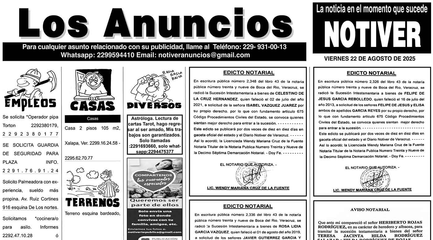 ...LOS ANUNCIOS, AVISOS Y DEMÁS! - VIERNES, 22 DE AGOSTO 2025