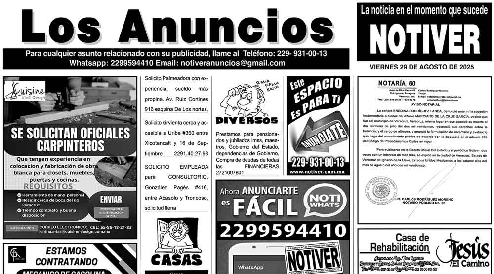 ...LOS ANUNCIOS, AVISOS Y DEMÁS! - VIERNES, 29 DE AGOSTO 2025