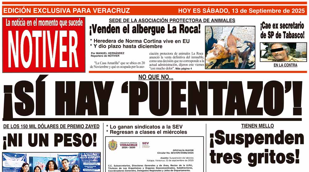 LA PORTADA - SÁBADO 13 DE SEPTIEMBRE 2025