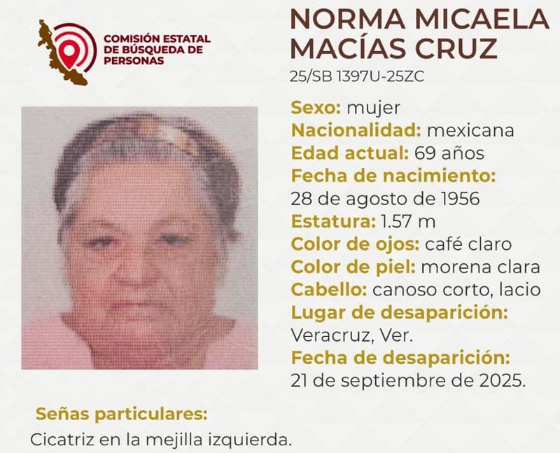 ¡NORMA MICAELA DESAPARECIÓ EN LA CIUDAD DE VERACRUZ!