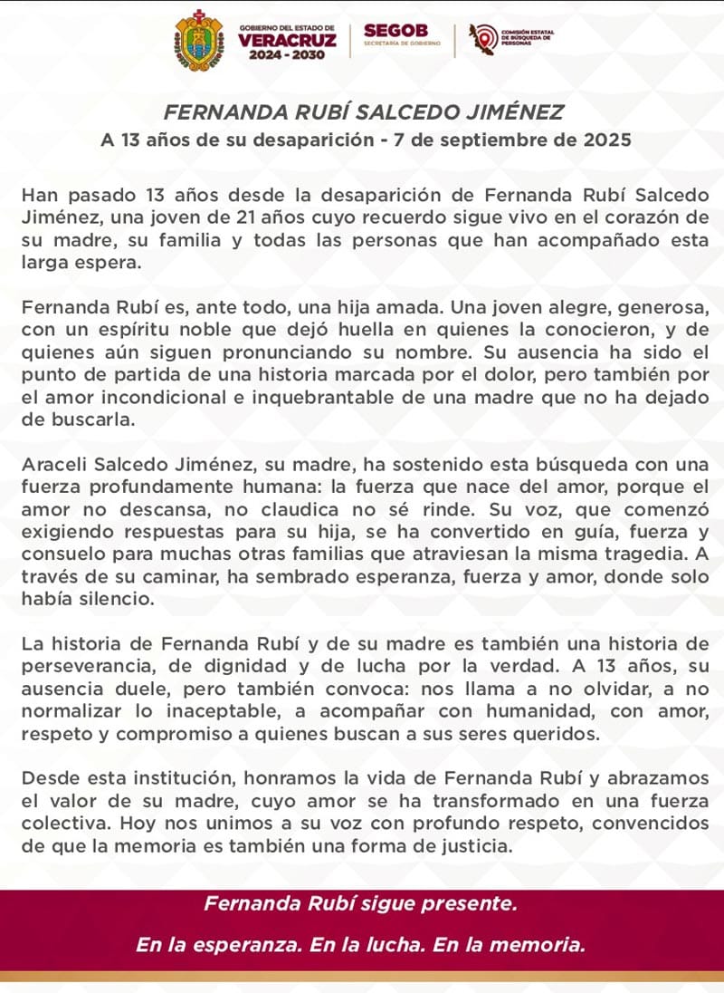 ¡FERNANDA SIGUE PRESENTE!