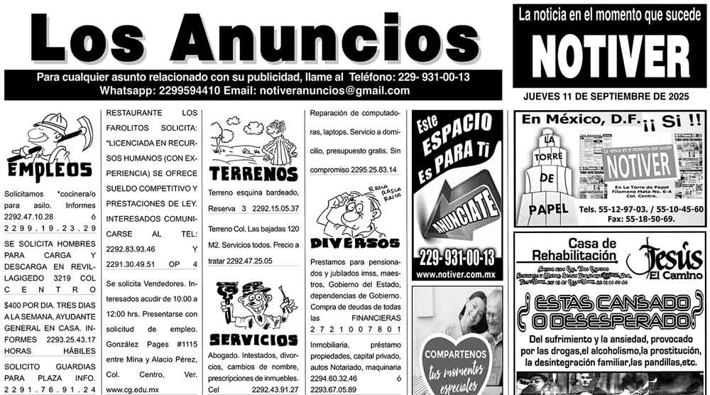 ...LOS ANUNCIOS, AVISOS Y DEMÁS! - JUEVES, 11 DE SEPTIEMBRE 2025