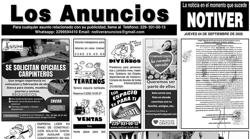 ...LOS ANUNCIOS, AVISOS Y DEMÁS! - JUEVES, 4 DE SEPTIEMBRE 2025