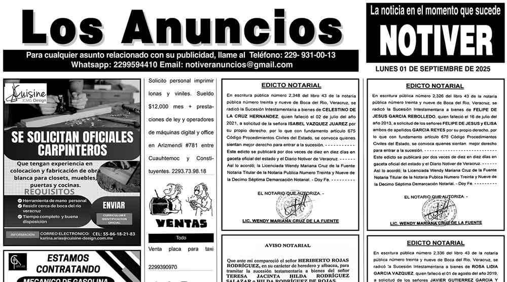 ...LOS ANUNCIOS, AVISOS Y DEMÁS! - LUNES, 1 DE SEPTIEMBRE 2025