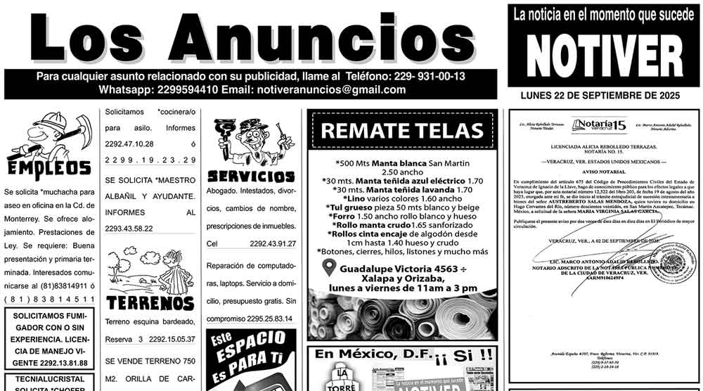 ...LOS ANUNCIOS, AVISOS Y DEMÁS! - LUNES, 22 DE SEPTIEMBRE 2025