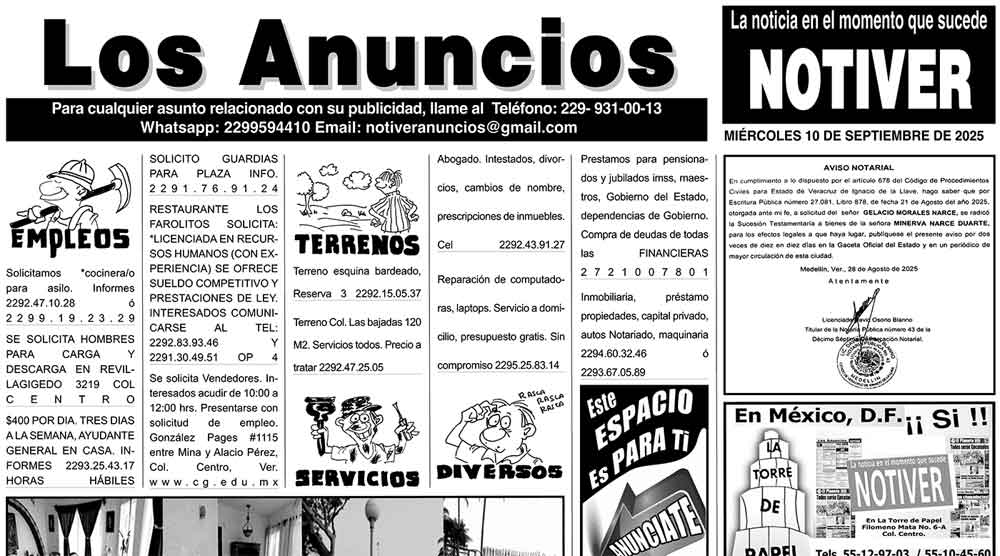 ...LOS ANUNCIOS, AVISOS Y DEMÁS! - MIÉRCOLES, 10 DE SEPTIEMBRE 2025