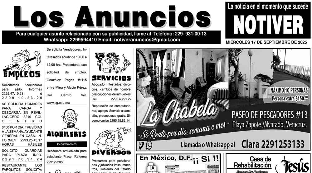 ...LOS ANUNCIOS, AVISOS Y DEMÁS! - MIÉRCOLES, 17 DE SEPTIEMBRE 2025