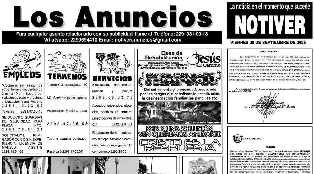 ...LOS ANUNCIOS, AVISOS Y DEMÁS! - VIERNES, 26 DE SEPTIEMBRE 2025