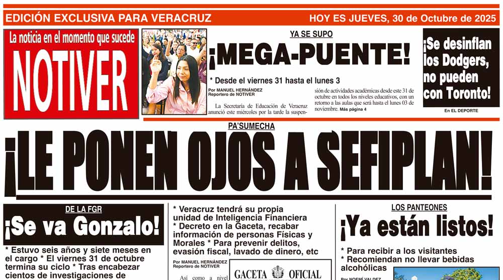 LA PORTADA - JUEVES 30 DE OCTUBRE 2025