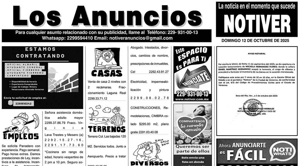 ...LOS ANUNCIOS, AVISOS Y DEMÁS! - DOMINGO, 12 DE OCTUBRE 2025