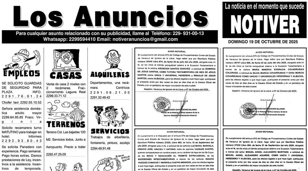 ...LOS ANUNCIOS, AVISOS Y DEMÁS! - DOMINGO, 19 DE OCTUBRE 2025