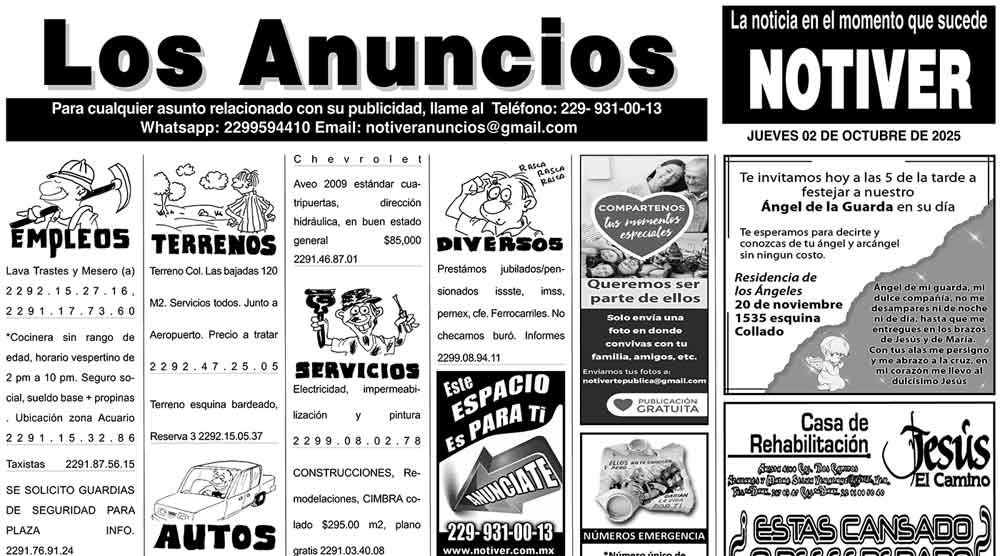 ...LOS ANUNCIOS, AVISOS Y DEMÁS! - JUEVES, 2 DE OCTUBRE 2025